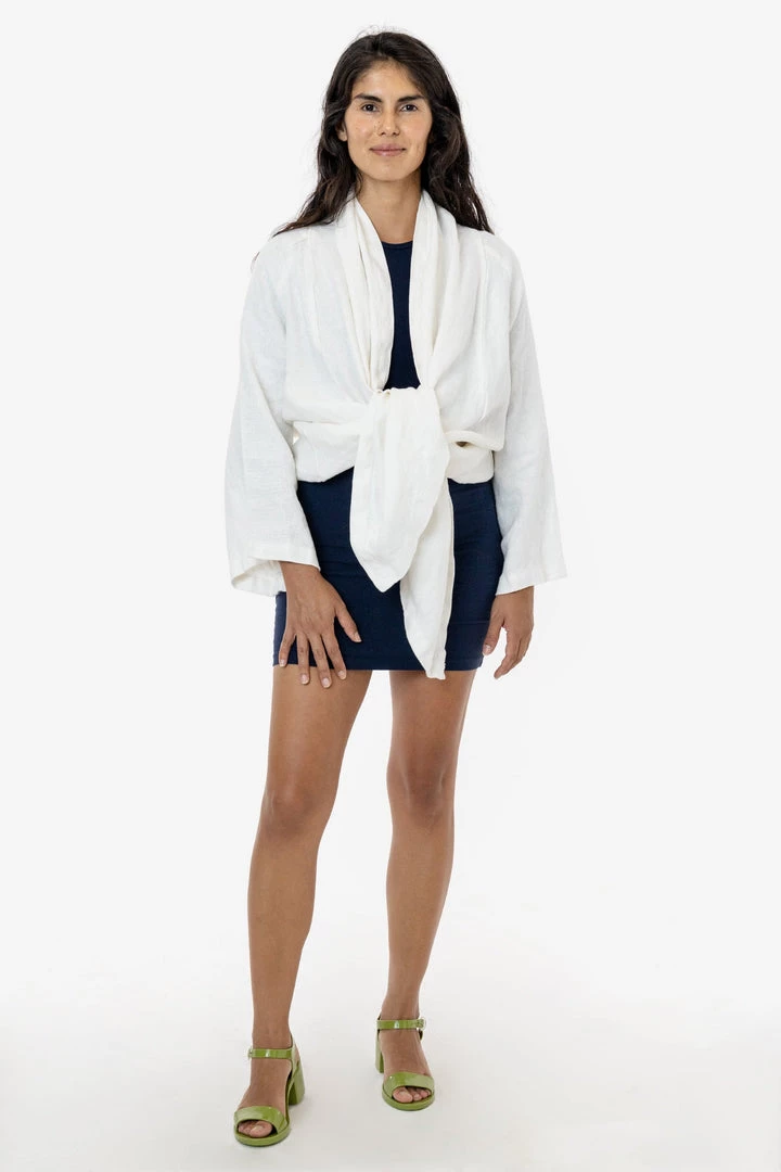 Los Angeles Apparel RLINBURGD - Linen Burlap Tie Front Cardigan 8 Los Angeles Apparel RLINBURGD - Linen Burlap Tie Front Cardigan