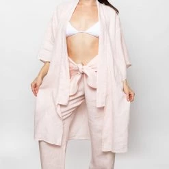 Los Angeles Apparel RLIN01GD - Linen Kimono Robe