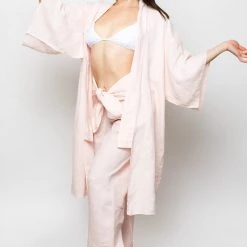 Los Angeles Apparel RLIN01GD - Linen Kimono Robe 16 Los Angeles Apparel RLIN01GD - Linen Kimono Robe