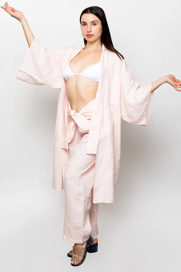 Los Angeles Apparel RLIN01GD - Linen Kimono Robe 5 Los Angeles Apparel RLIN01GD - Linen Kimono Robe