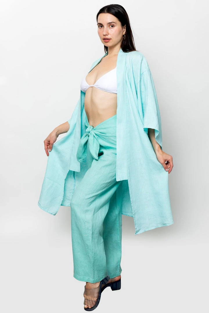 Los Angeles Apparel RLIN01GD - Linen Kimono Robe 14 Los Angeles Apparel RLIN01GD - Linen Kimono Robe