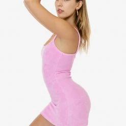 Los Angeles Apparel Women's RLT3601 - Loop Terry Spaghetti Mini Dress