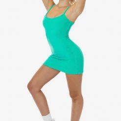 Los Angeles Apparel Women's RLT3601 - Loop Terry Spaghetti Mini Dress