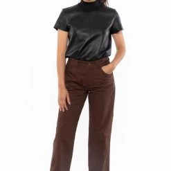 Los Angeles Apparel RLTH3401 - Leather Mockneck Tee Women's