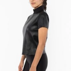 Los Angeles Apparel RLTH3401 - Leather Mockneck Tee Women's