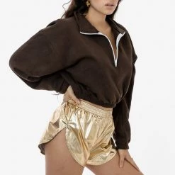 Los Angeles Apparel RNF304F - Metallic Nylon Foil Women's Running Shorts 9 Los Angeles Apparel RNF304F - Metallic Nylon Foil Women's Running Shorts