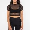 Los Angeles Apparel RNS078 - Micromesh Short Sleeve Crop Top Tee Shirt Women's