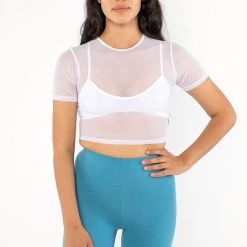 Los Angeles Apparel RNS078 - Micromesh Short Sleeve Crop Top Tee Shirt Women's 14 Los Angeles Apparel RNS078 - Micromesh Short Sleeve Crop Top Tee Shirt Women's