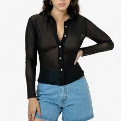 Los Angeles Apparel RNS745 - Micro Mesh Long Sleeve Button Up Women's 10 Los Angeles Apparel RNS745 - Micro Mesh Long Sleeve Button Up Women's