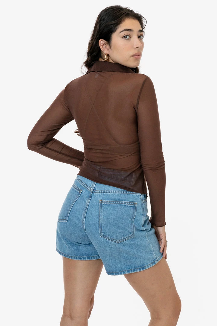 Los Angeles Apparel RNS745 - Micro Mesh Long Sleeve Button Up Women's 8 Los Angeles Apparel RNS745 - Micro Mesh Long Sleeve Button Up Women's