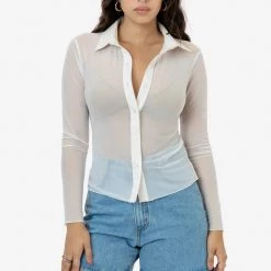 Los Angeles Apparel RNS745 - Micro Mesh Long Sleeve Button Up Women's 11 Los Angeles Apparel RNS745 - Micro Mesh Long Sleeve Button Up Women's
