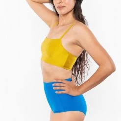 Los Angeles Apparel RNT075 - The Monochromatic Minimalist Crop Swim Top