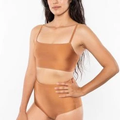 Los Angeles Apparel RNT075 - The Monochromatic Minimalist Crop Swim Top