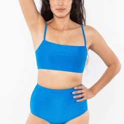 Los Angeles Apparel RNT075 - The Monochromatic Minimalist Crop Swim Top