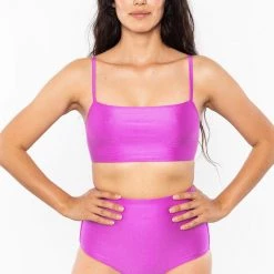 Los Angeles Apparel RNT075 - The Monochromatic Minimalist Crop Swim Top