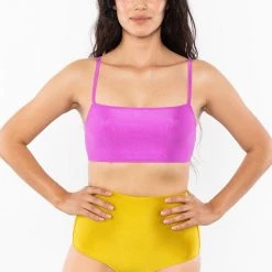 Los Angeles Apparel RNT075 - The Monochromatic Minimalist Crop Swim Top