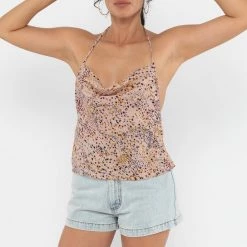 Los Angeles Apparel RPCH381 - Cowl Neck Halter Top