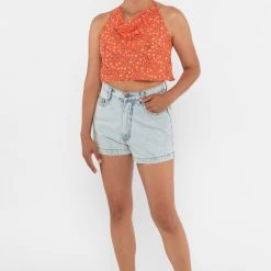 Los Angeles Apparel RPCH381 - Cowl Neck Halter Top