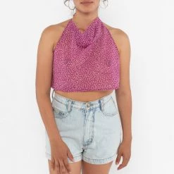 Los Angeles Apparel RPCH381 - Cowl Neck Halter Top