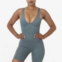 Los Angeles Apparel Women's RPL352 - Poly Interlock Bra Tank Workout One-Piece