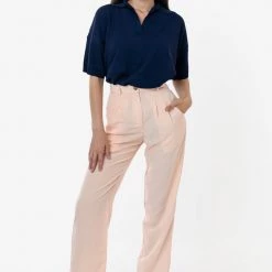 Los Angeles Apparel Women's RSAPP350 - Poly Pleated Straight Leg Pant