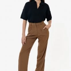 Los Angeles Apparel Women's RSAPP350 - Poly Pleated Straight Leg Pant