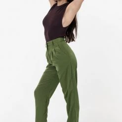 Los Angeles Apparel Women's RSAPP350 - Poly Pleated Straight Leg Pant