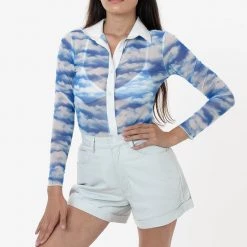 Los Angeles Apparel Women's RNS745P - Printed Micro Mesh Long Sleeve Button Up 36 Los Angeles Apparel Women's RNS745P - Printed Micro Mesh Long Sleeve Button Up