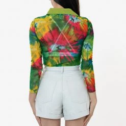 Los Angeles Apparel Women's RNS745P - Printed Micro Mesh Long Sleeve Button Up 30 Los Angeles Apparel Women's RNS745P - Printed Micro Mesh Long Sleeve Button Up