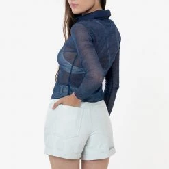 Los Angeles Apparel Women's RNS745P - Printed Micro Mesh Long Sleeve Button Up 28 Los Angeles Apparel Women's RNS745P - Printed Micro Mesh Long Sleeve Button Up