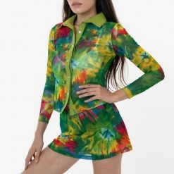 Los Angeles Apparel Women's RNS745P - Printed Micro Mesh Long Sleeve Button Up 39 Los Angeles Apparel Women's RNS745P - Printed Micro Mesh Long Sleeve Button Up