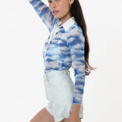 Los Angeles Apparel Women's RNS745P - Printed Micro Mesh Long Sleeve Button Up 25 Los Angeles Apparel Women's RNS745P - Printed Micro Mesh Long Sleeve Button Up