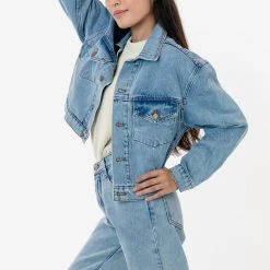 Los Angeles Apparel Women's RDNW03 - Denim Cropped Jacket