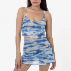 Los Angeles Apparel RNS778P - Printed Micro Mesh Spaghetti Tank