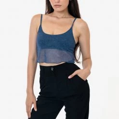 Los Angeles Apparel RNS778P - Printed Micro Mesh Spaghetti Tank