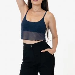 Los Angeles Apparel RNS778P - Printed Micro Mesh Spaghetti Tank