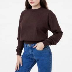 Los Angeles Apparel Women's 1804GD - Long Sleeve Garment Dye Cropped Mockneck