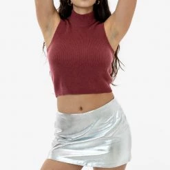 Los Angeles Apparel RLH739 - Metallic Leather Mini Skort Women's