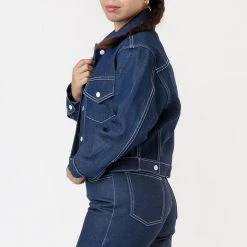 Los Angeles Apparel RDNW03 - Raw Indigo Cropped Denim Jacket Women's
