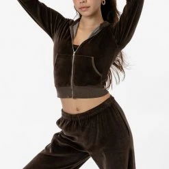 Los Angeles Apparel Women's VLR310GD - Garment Dye Velour Mid-Length Zip-Up Hoodie