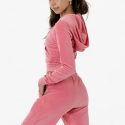 Los Angeles Apparel Women's VLR310GD - Garment Dye Velour Mid-Length Zip-Up Hoodie