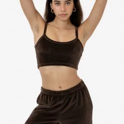 Los Angeles Apparel VLR316GD - Garment Dye Velour Spaghetti Crop Tank