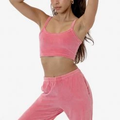 Los Angeles Apparel VLR316GD - Garment Dye Velour Spaghetti Crop Tank