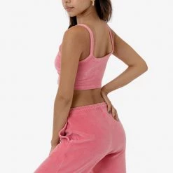 Los Angeles Apparel VLR316GD - Garment Dye Velour Spaghetti Crop Tank