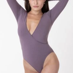 Los Angeles Apparel Women's B128CF - Long Sleeve Crossfront Bodysuit