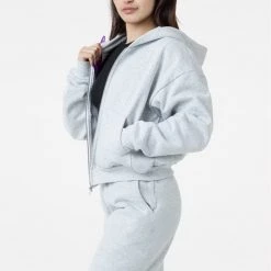 Los Angeles Apparel Women's HF-16 - 14oz. Cropped Heavy Fleece Zip Up Hooded Sweatshirt