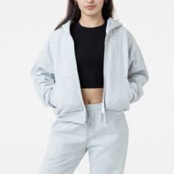 Los Angeles Apparel Women's HF-16 - 14oz. Cropped Heavy Fleece Zip Up Hooded Sweatshirt