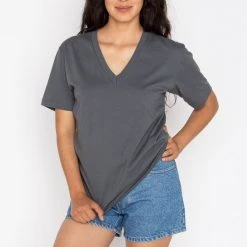 Los Angeles Apparel Women's 24056 Mix - Fine Jersey V-Neck T-Shirt