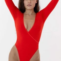Los Angeles Apparel Women's B128CF - Long Sleeve Crossfront Bodysuit