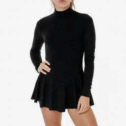 Los Angeles Apparel Women's PON410 - Ponte Long Sleeve Mockneck Skirted Leotard